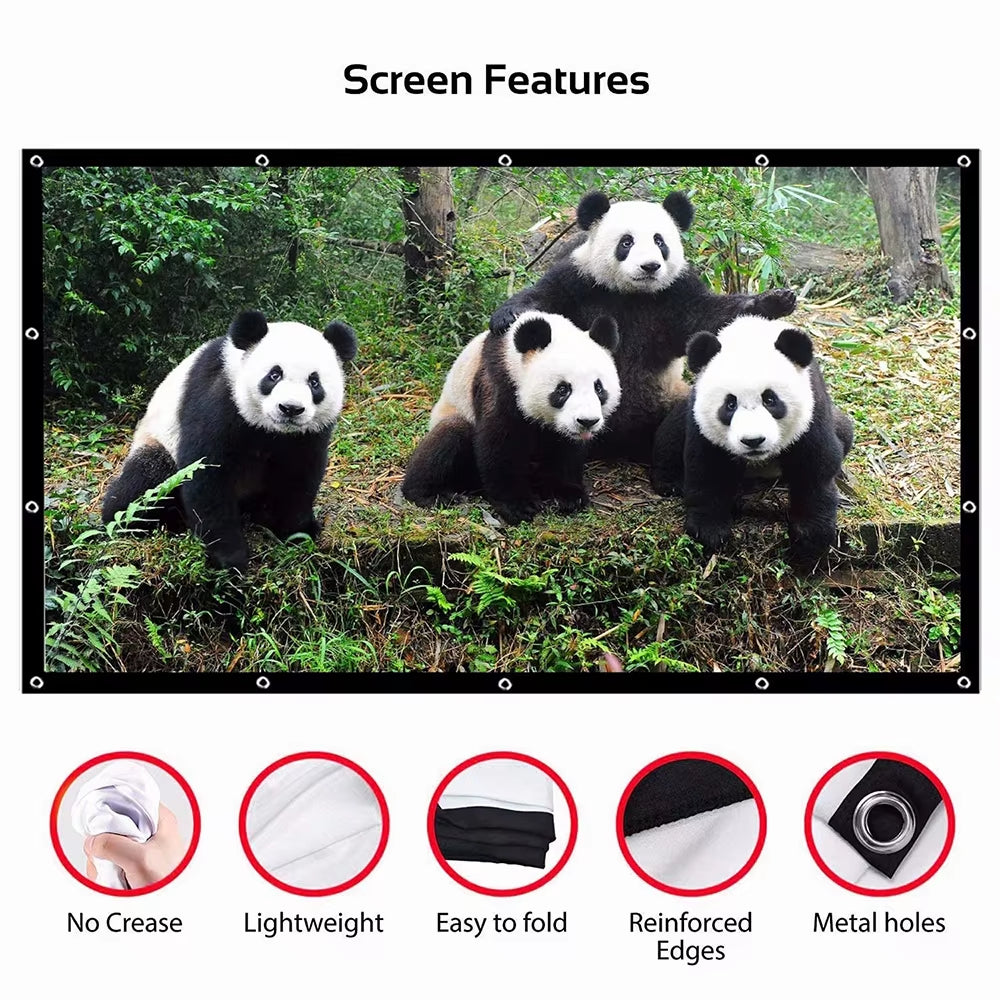 60 84 100 120 150 Inch Projector Screen Portable Projection Screen16:9,Outdoor Movie Screen for Travel Home Theater for HY300
