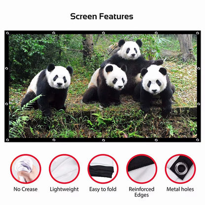 60 84 100 120 150 Inch Projector Screen Portable Projection Screen16:9,Outdoor Movie Screen for Travel Home Theater for HY300
