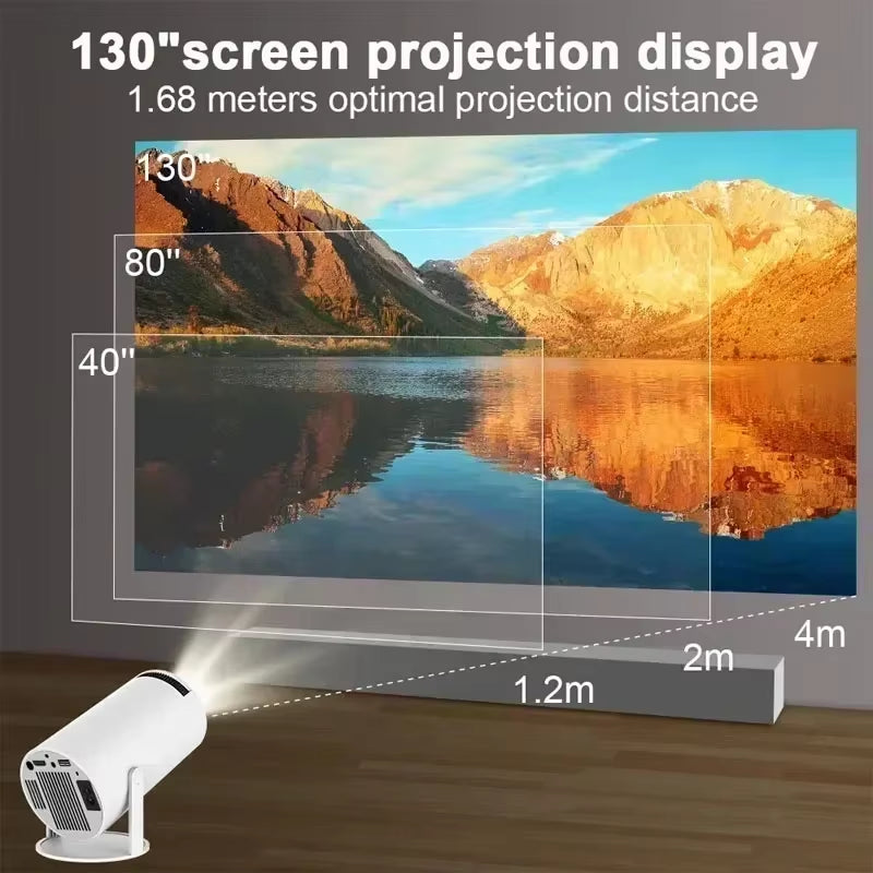 Android 11 Smart Projector 1080P Native Support 4K 200 ANSI Outdoor Portable Projector with Wifi 6 BT 5.0 for Garden Movie Night