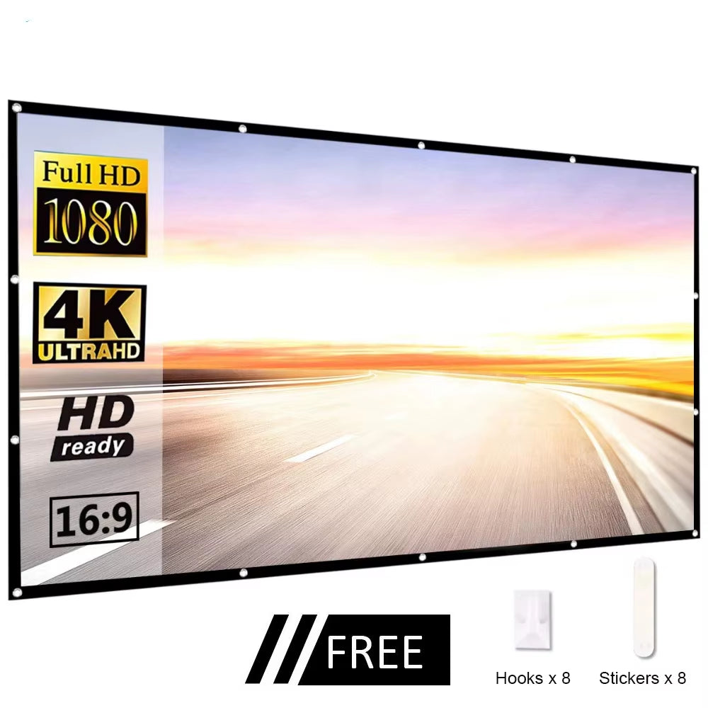 60 84 100 120 150 Inch Projector Screen Portable Projection Screen16:9,Outdoor Movie Screen for Travel Home Theater for HY300