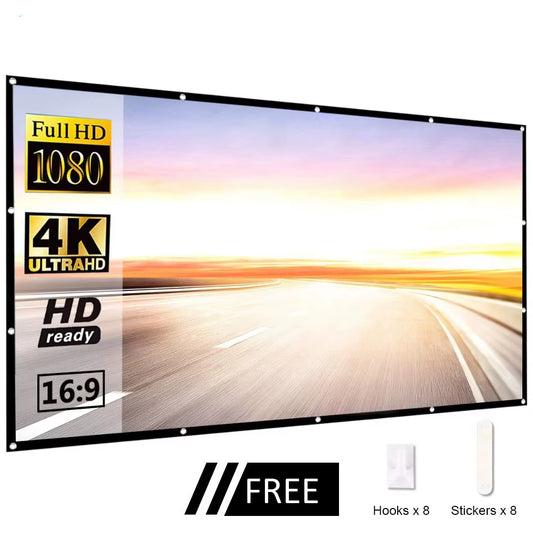 60 84 100 120 150 Inch Projector Screen Portable Projection Screen16:9,Outdoor Movie Screen for Travel Home Theater for HY300